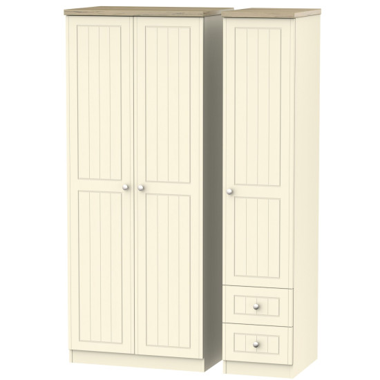 Venice Tall Triple Wardrobe with Drawer Wardrobe